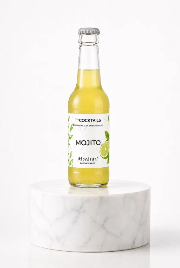 Bouteille T’COCKTAILS Mojito sur un socle en marbre