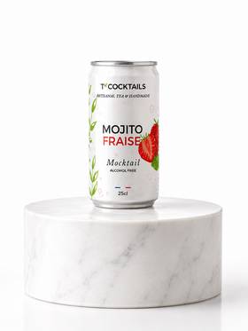 T’COCKTAILS Mojito Fraise canette, cocktail sans alcool premium